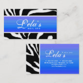 Dierlijk Visitekaartje Zebra Nail Salon Blue Paars (Voorkant / Achterkant)