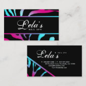 Dierlijk Visitekaartje Zebra Nail Salon Blue Roze (Voorkant / Achterkant)