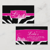 Dierlijk Visitekaartje Zebra Nail Salon Roze (Voorkant / Achterkant)
