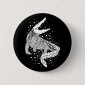 Dierlijk wit silhouet - krokodil ronde button 5,7 cm (Voorkant)
