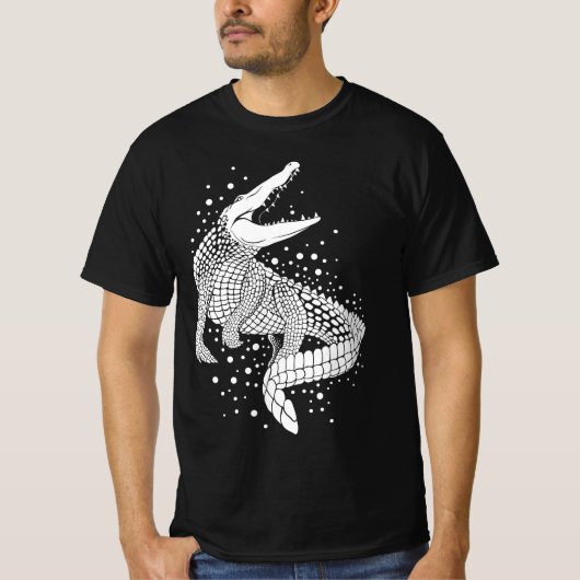 Dierlijk wit silhouet - krokodil t-shirt (Voorkant)