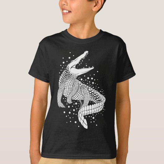Dierlijk wit silhouet - krokodil t-shirt (Voorkant)