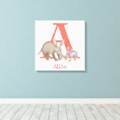 Dierlijke ABC A is bestemd voor het drukken van aa Canvas Afdruk (Insitu (Houten vloer))