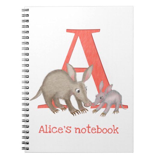 Dierlijke ABC A is voor aardvarknotitieboek Notitieboek (Voorkant)