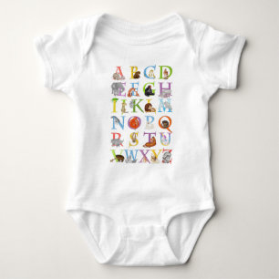 Dierlijke ABC-baby-carrosserie (blauwe versie) Romper