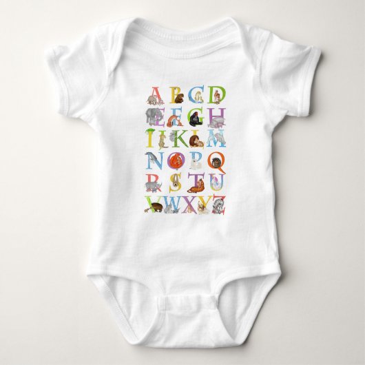Dierlijke ABC-baby-carrosserie (blauwe versie) Romper (Voorkant)