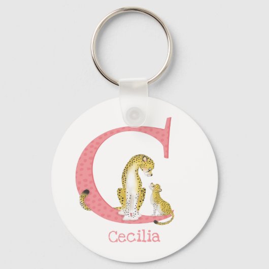 Dierlijke ABC C is bestemd voor de cheetah sleutel Sleutelhanger (Voorkant)