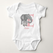 Dierlijke ABC E is bestemd voor een olifant-baby l Romper (Voorkant)