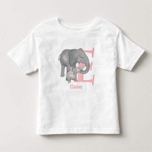 Dierlijke ABC E is bestemd voor olifant T-shirt (Voorkant)