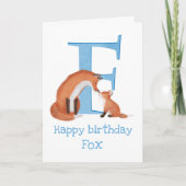 Dierlijke ABC F is bestemd voor fox-verjaardagskaa Kaart (Voorkant)
