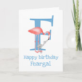 Dierlijke ABC F is een flamingo verjaardagskaart Kaart (Voorkant)
