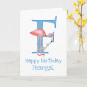 Dierlijke ABC F is een flamingo verjaardagskaart Kaart (Gele Bloem)