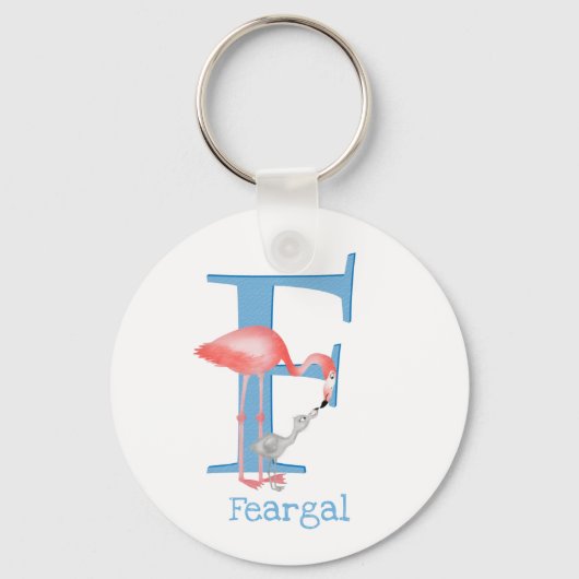 Dierlijke ABC F is voor de flamingo sleutelring Sleutelhanger (Voorkant)