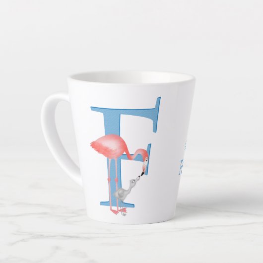 Dierlijke ABC F is voor flamingo latte mok (Linkerhoek)