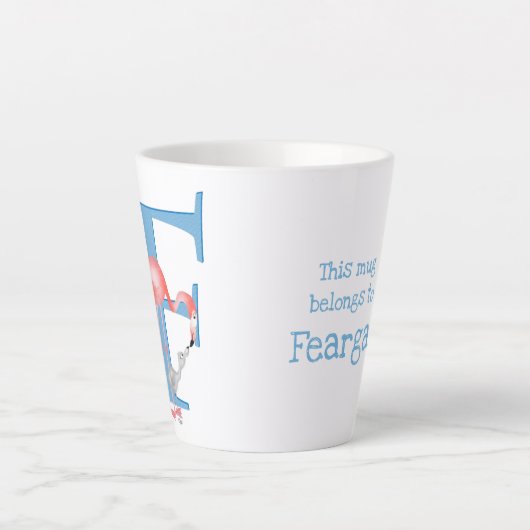 Dierlijke ABC F is voor flamingo latte mok (Voorkant)