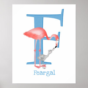 Dierlijke ABC F is voor flamingo print