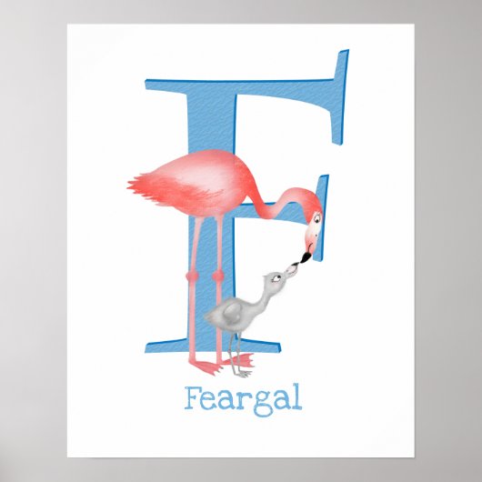 Dierlijke ABC F is voor flamingo print (Voorkant)