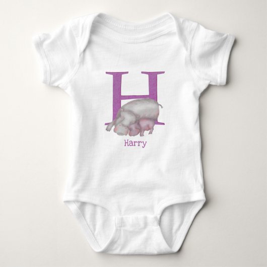 Dierlijke ABC H is bestemd voor hippo-baby lichaam Romper (Voorkant)