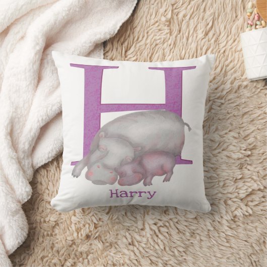 Dierlijke ABC H is bestemd voor hippo-kussen Kussen (Deken)