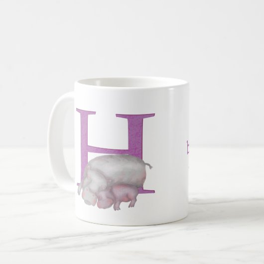 Dierlijke ABC H is bestemd voor hippo-mok Koffiemok (Voorkant links)