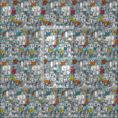 Dierlijke ABC-indigo multi Stof (Delen)