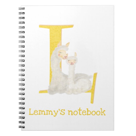 Dierlijke ABC L is bestemd voor lama-notitieboek Notitieboek (Voorkant)