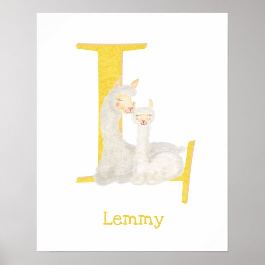 Dierlijke ABC L is bestemd voor lamafdruk Poster (Voorkant)