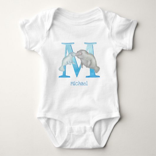 Dierlijke ABC M is bestemd voor een manateeg-baby- Romper (Voorkant)