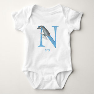 Dierlijke ABC N is bestemd voor narwhal baby body  Romper