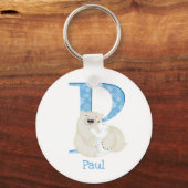 Dierlijke ABC P is voor polaire beer sleutelring Sleutelhanger (Voorkant)