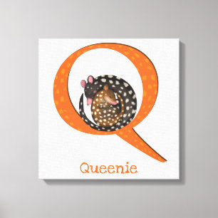 Dierlijke ABC Q is voor het drukken van quollcanva Canvas Afdruk
