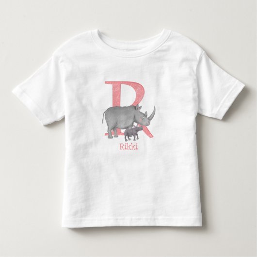 Dierlijke ABC R is bestemd voor T-shirt met rhino (Voorkant)