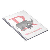 Dierlijke ABC R is voor rhinonotitieboek Notitieboek (Rechterzijde)