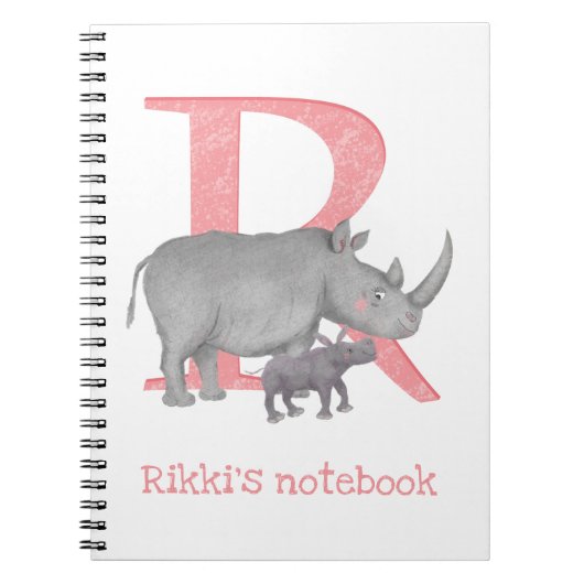 Dierlijke ABC R is voor rhinonotitieboek Notitieboek (Voorkant)