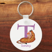 Dierlijke ABC T is een sleutelring voor tijgers Sleutelhanger (Voorkant)