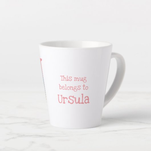 Dierlijke ABC U is bestemd voor eenhoornlatte mok (Rechterhoek)