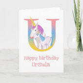 Dierlijke ABC U is een eenhoorn verjaardagskaart Kaart (Voorkant)