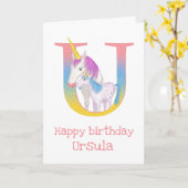 Dierlijke ABC U is een eenhoorn verjaardagskaart Kaart (Gele Bloem)