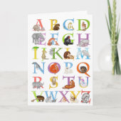 Dierlijke ABC-verjaardagskaart (blauwe versie) Kaart (Voorkant)