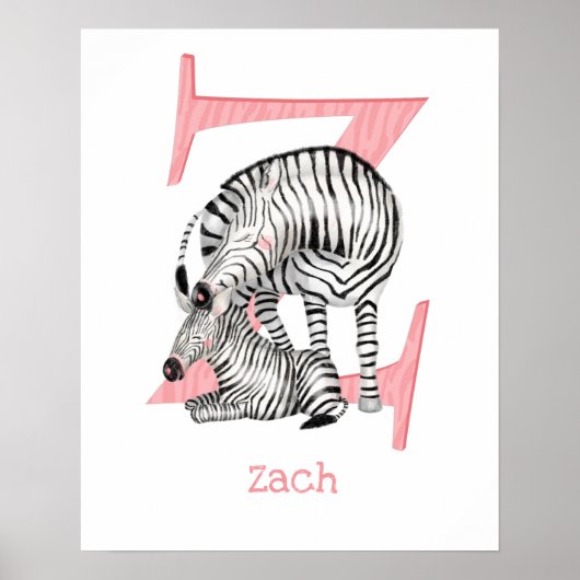 Dierlijke ABC Z is bestemd voor zebraafdrukken Poster (Voorkant)