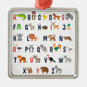 Dierlijke ABC's - Alfabet Metalen Ornament