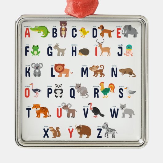 Dierlijke ABC's - Alfabet Metalen Ornament (Voorkant)