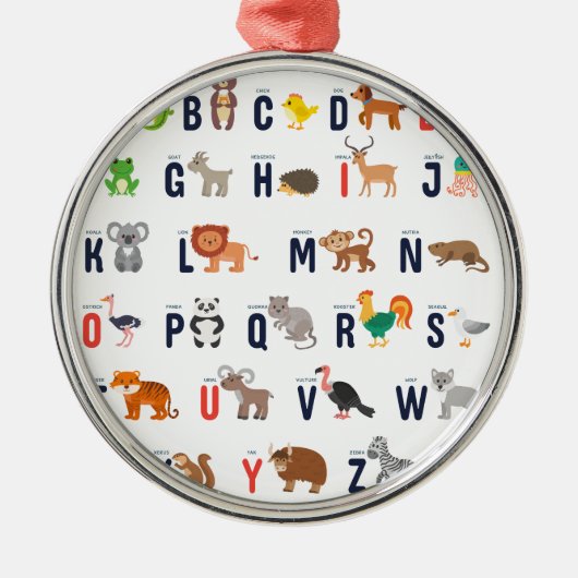 Dierlijke ABC's - Alfabet Metalen Ornament (Voorkant)