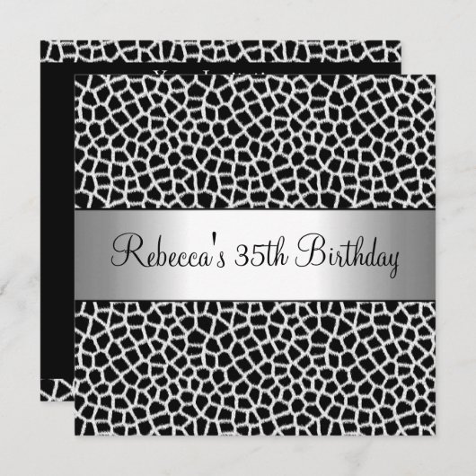 Dierlijke afdruk 35th Elegant Birthday Party Kaart (Voorkant / Achterkant)