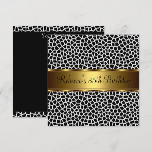 Dierlijke afdruk 35th Elegant Birthday Party Kaart (Voorkant / Achterkant)