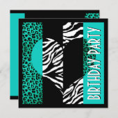 Dierlijke afdruk Aqua Blue Leopard Black & White Z Kaart (Voorkant / Achterkant)