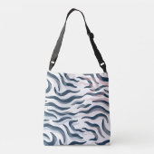 Dierlijke afdruk in de marine en waterverf crossbody tas (Achterkant)