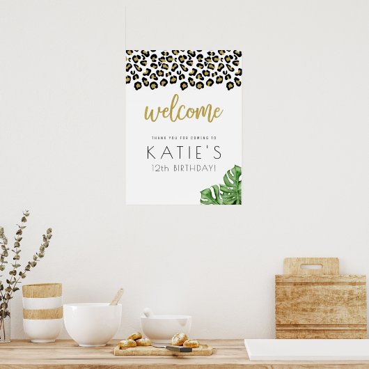 Dierlijke afdruk Laten we Wilde Welkomstbord halen Poster (Keuken)