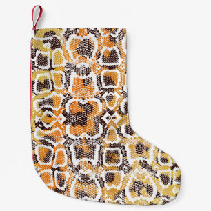 Dierlijke afdruk, leopardtextuurachtergrond, slang kleine kerstsok