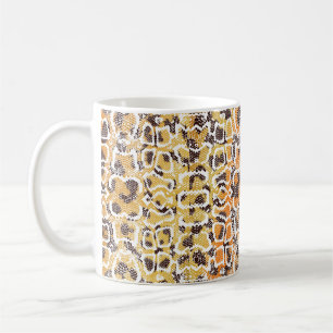 Dierlijke afdruk, leopardtextuurachtergrond, slang koffiemok
